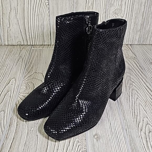 Franco Sarto Marquee Ankle Boot Snake Embossed Black Zip Up Womens Size 5.5 NEW - Picture 11 of 16